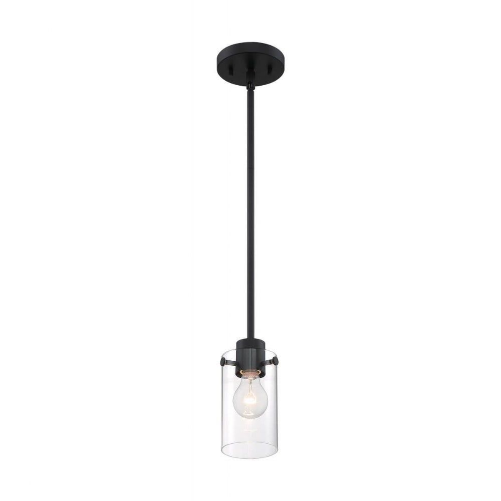 Sommerset Contemporary Mini Pendant in Matte Black with Clear Glass