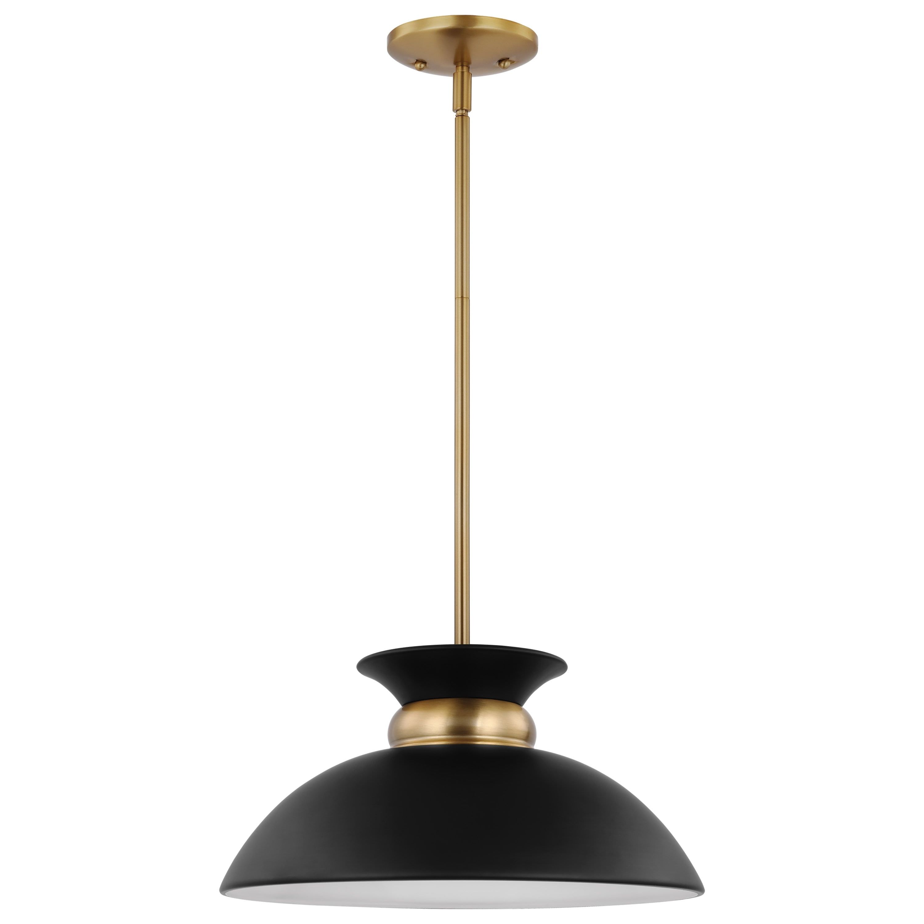 Matte Black and Burnished Brass 15" Pendant Light