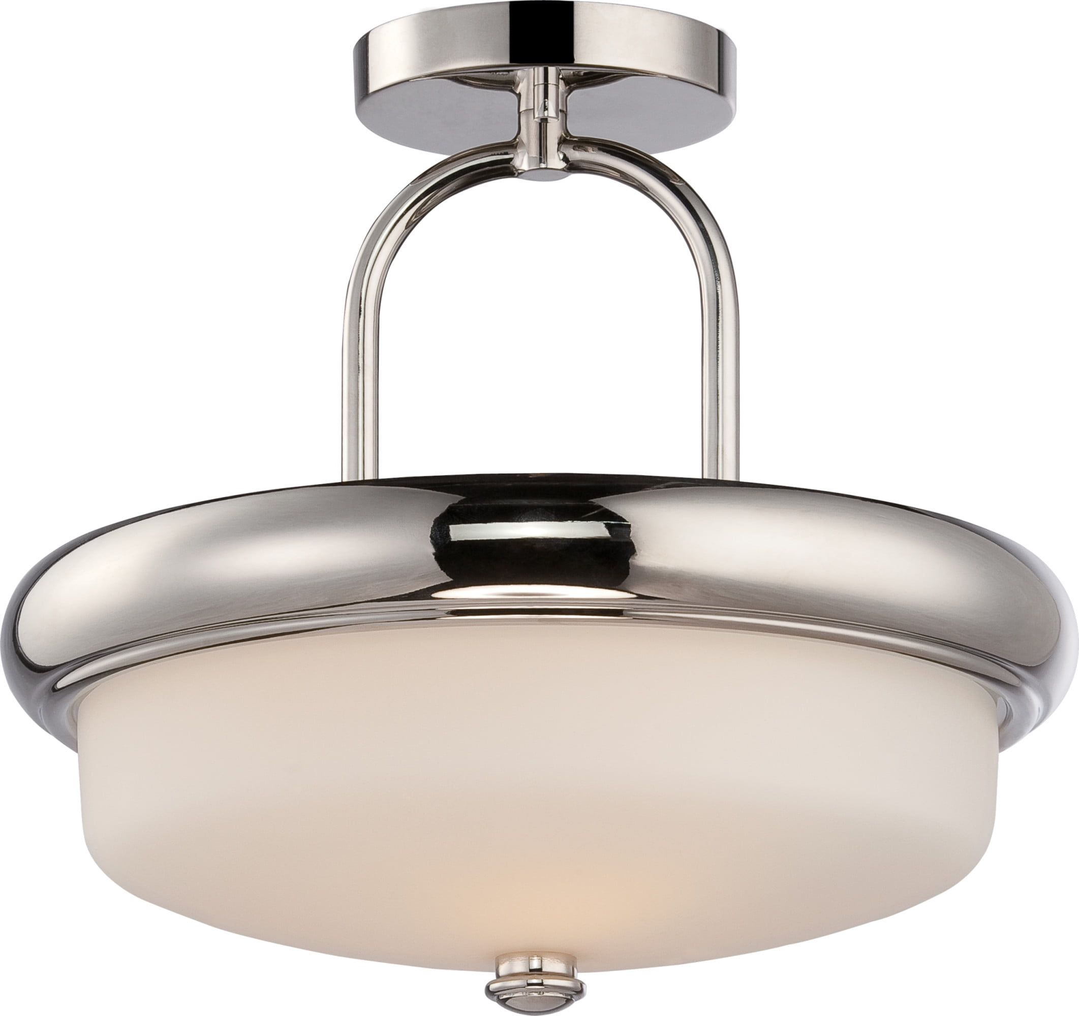 Polished Nickel 13" LED Semi-Flush Bowl Ceiling Light