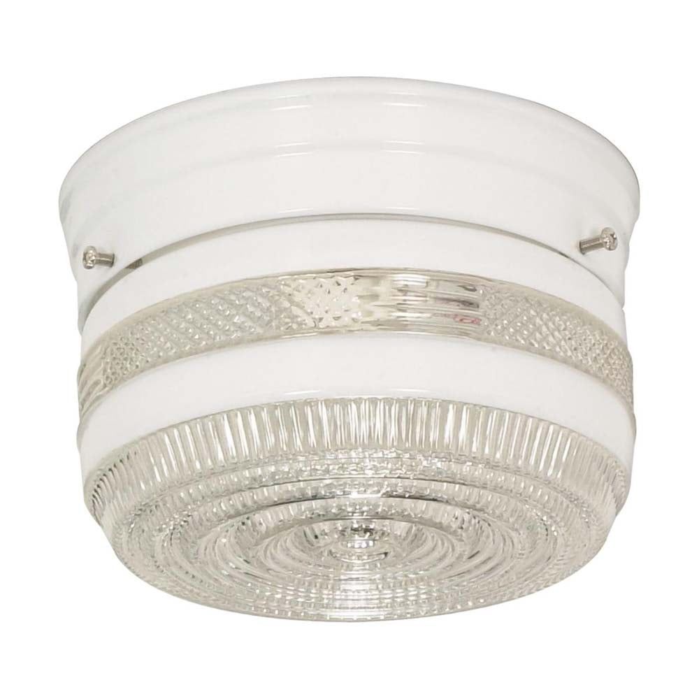 Elegant Crystal & White Drum Flush Mount Ceiling Light