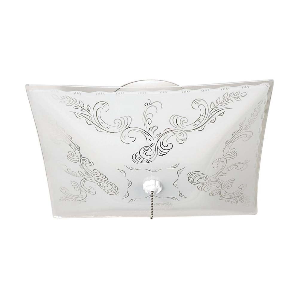 White Glass Square Floral Flush Mount Ceiling Light