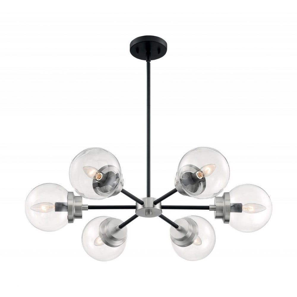 Axis Matte Black and Brushed Nickel 6-Light Chandelier