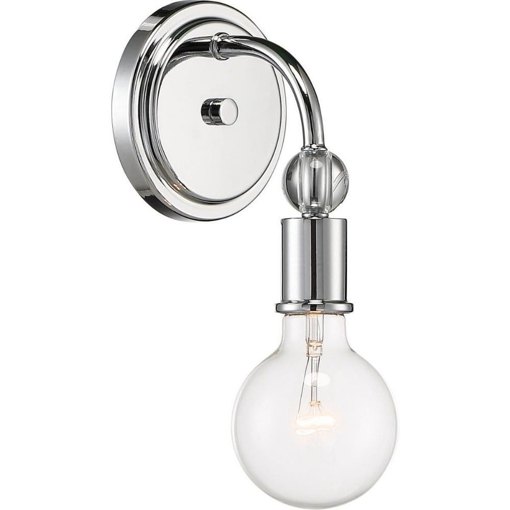 Polished Nickel Contemporary Globe Sconce with K9 Crystal