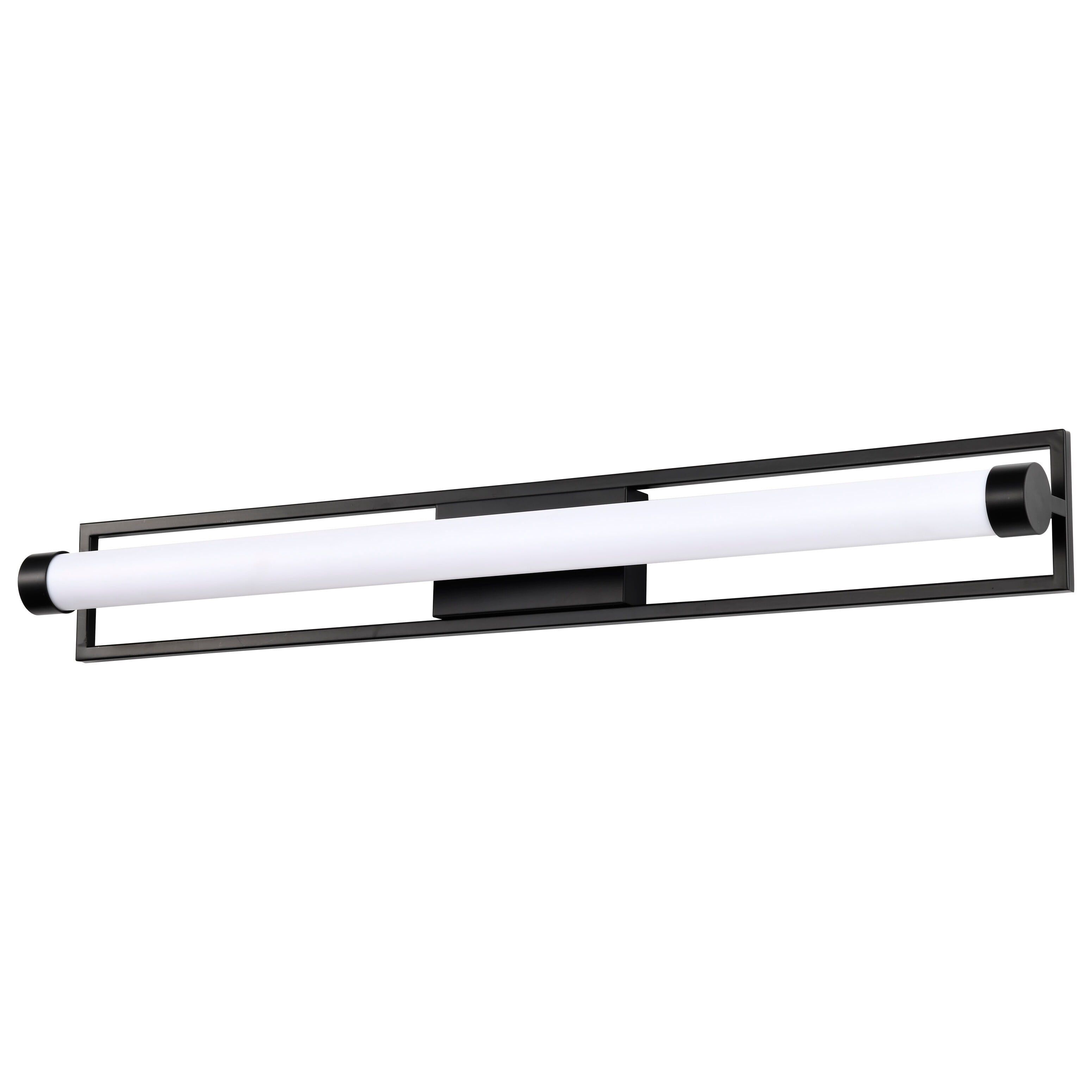 Matte Black 36" LED Vanity Light with White Acrylic Shade