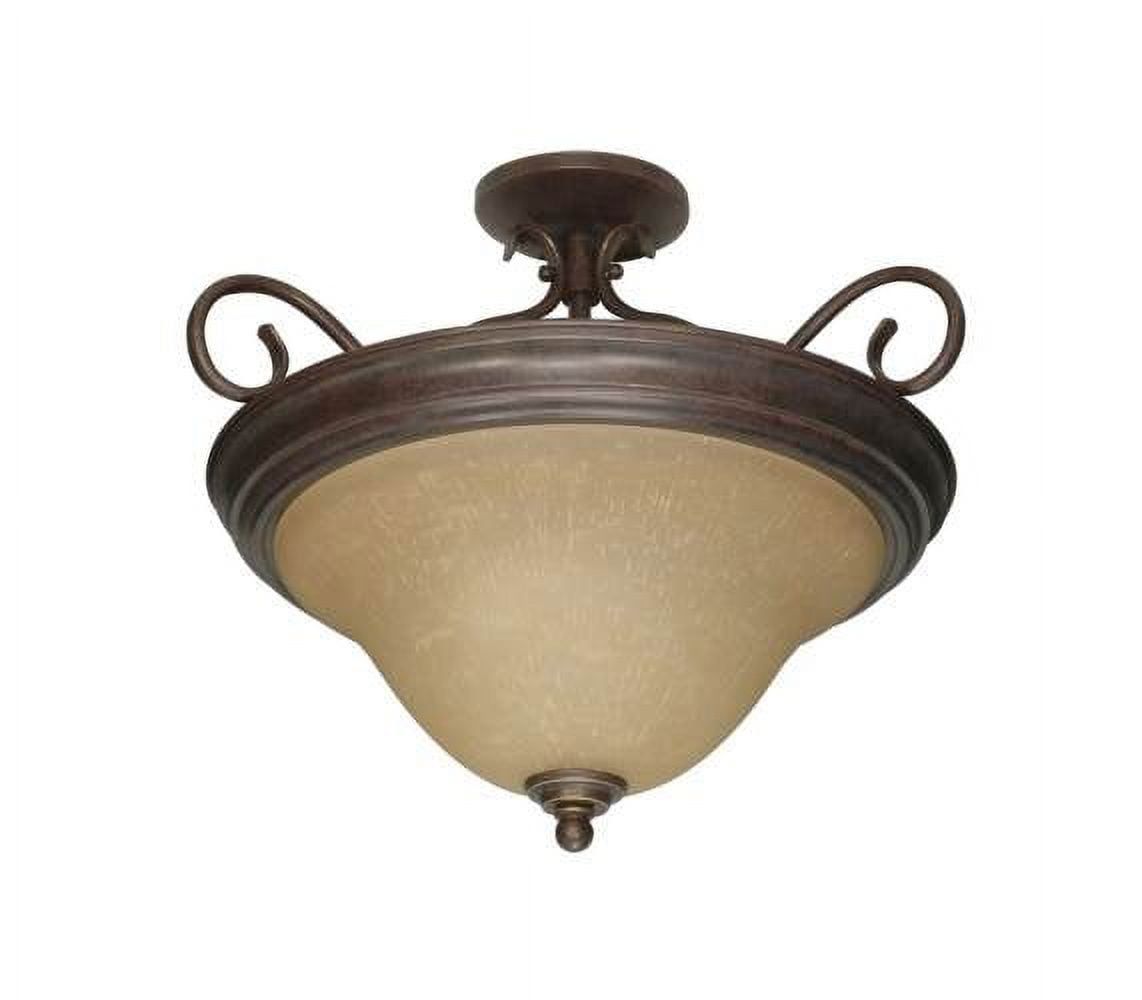 Sonoma Bronze Castillo 3-Light 19" Semi-Flush with Champagne Linen Glass