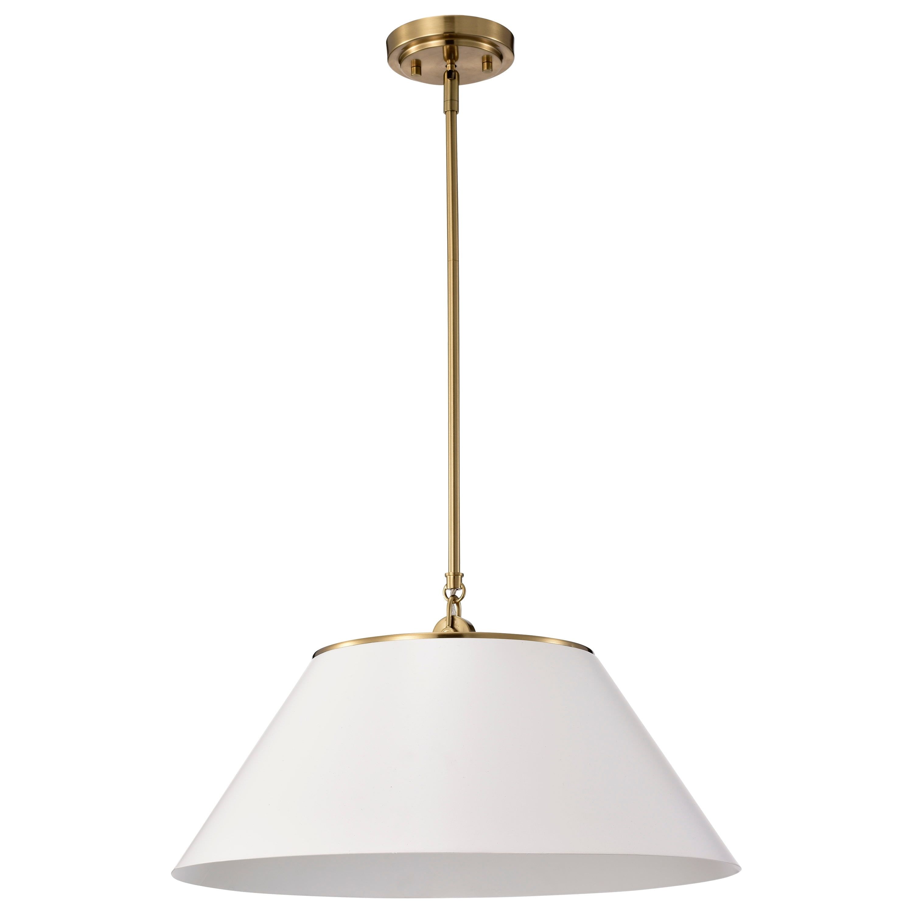 Dover Vintage Brass Large Pendant with White Shade