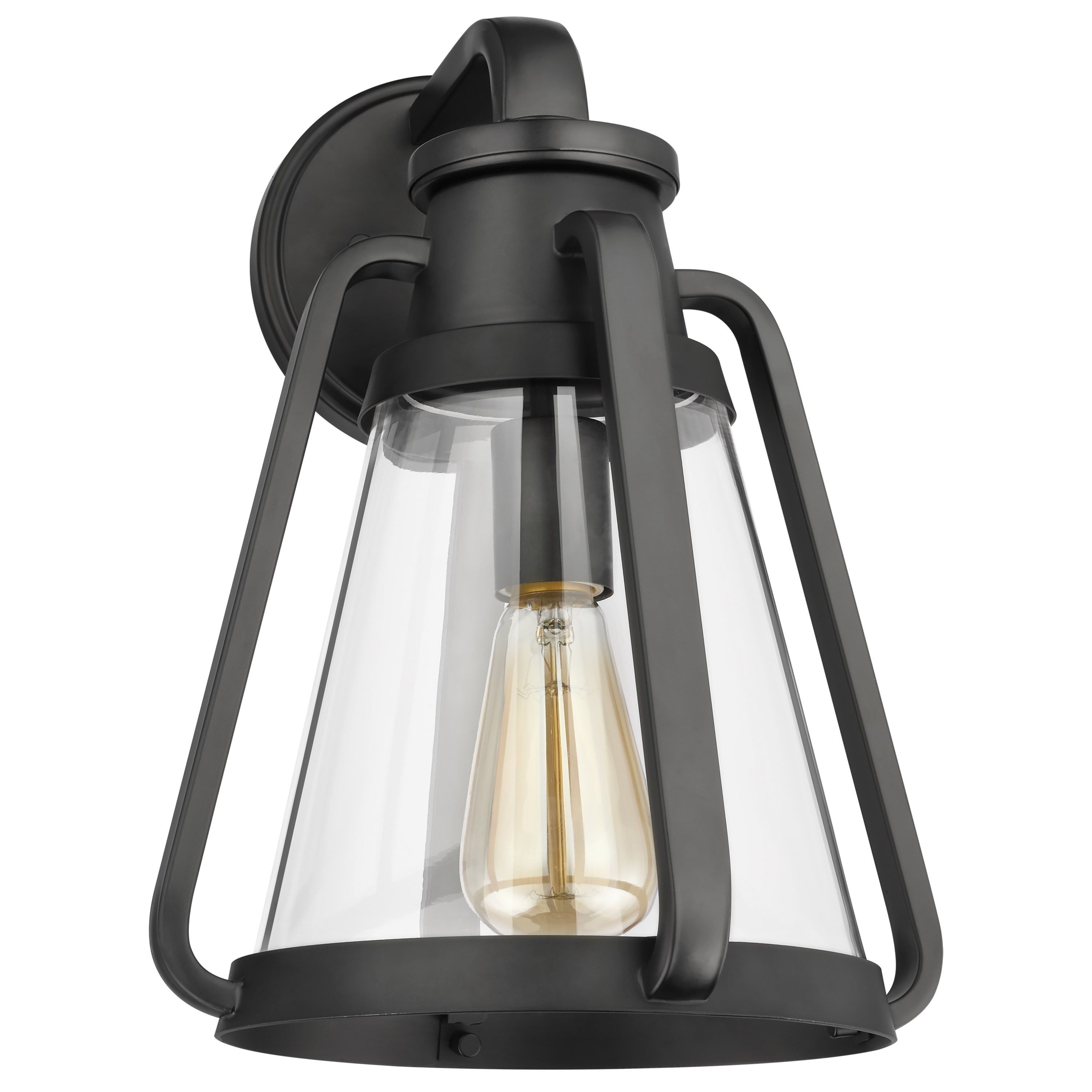 Everett Matte Black Large Wall Sconce with Clear Glass Shade