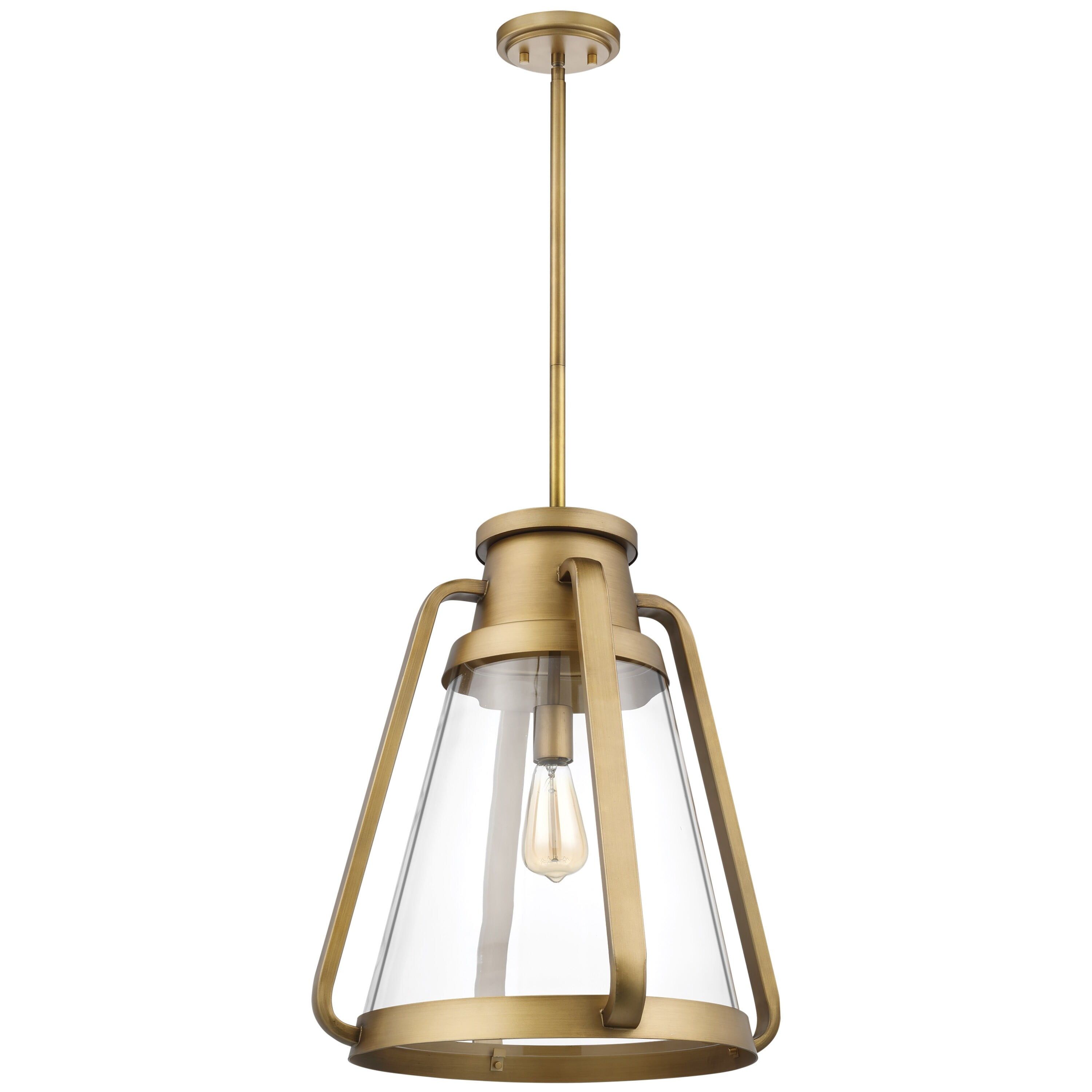 Everett 18" Natural Brass Glass Pendant Light