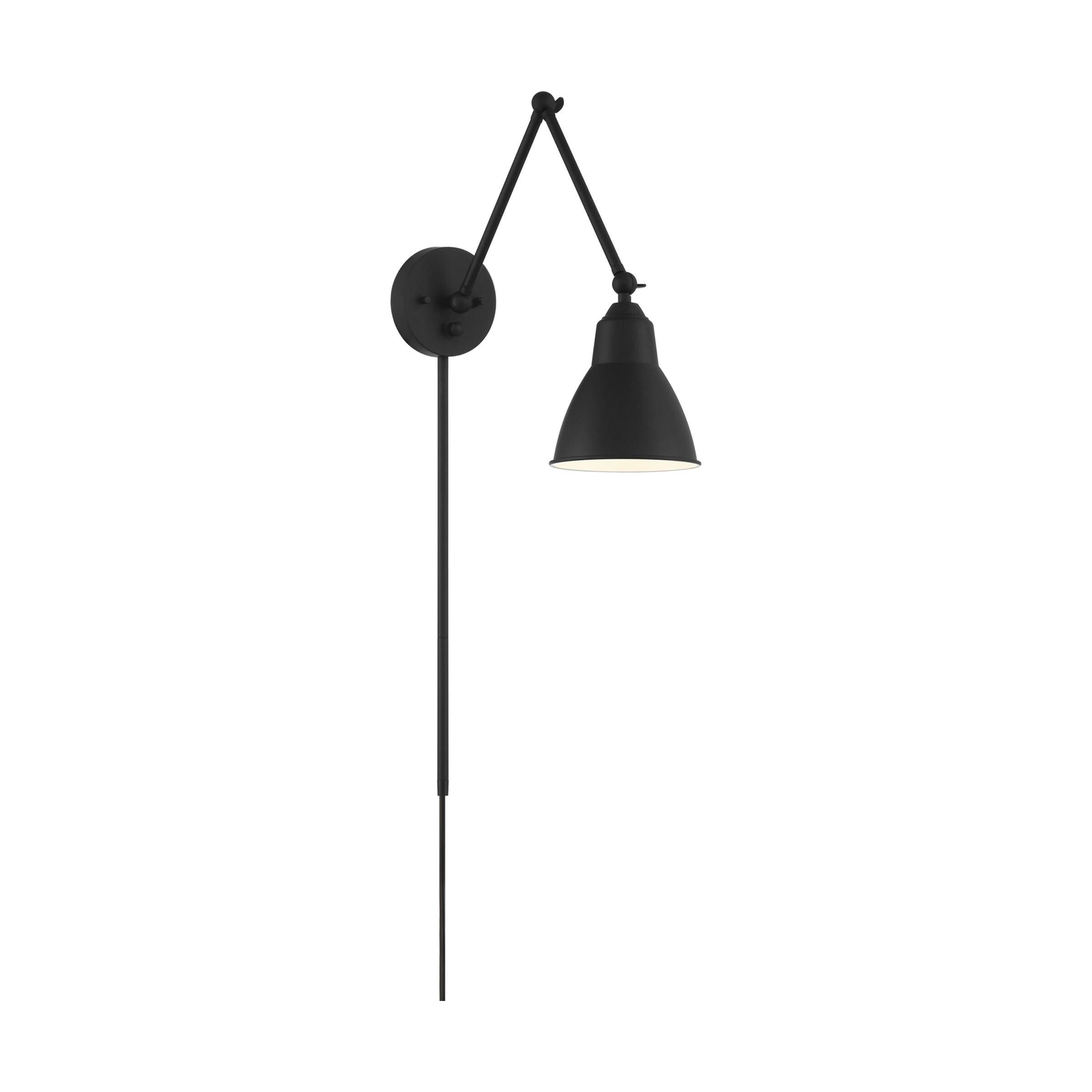 Fulton Adjustable Matte Black Swing Arm Wall Sconce