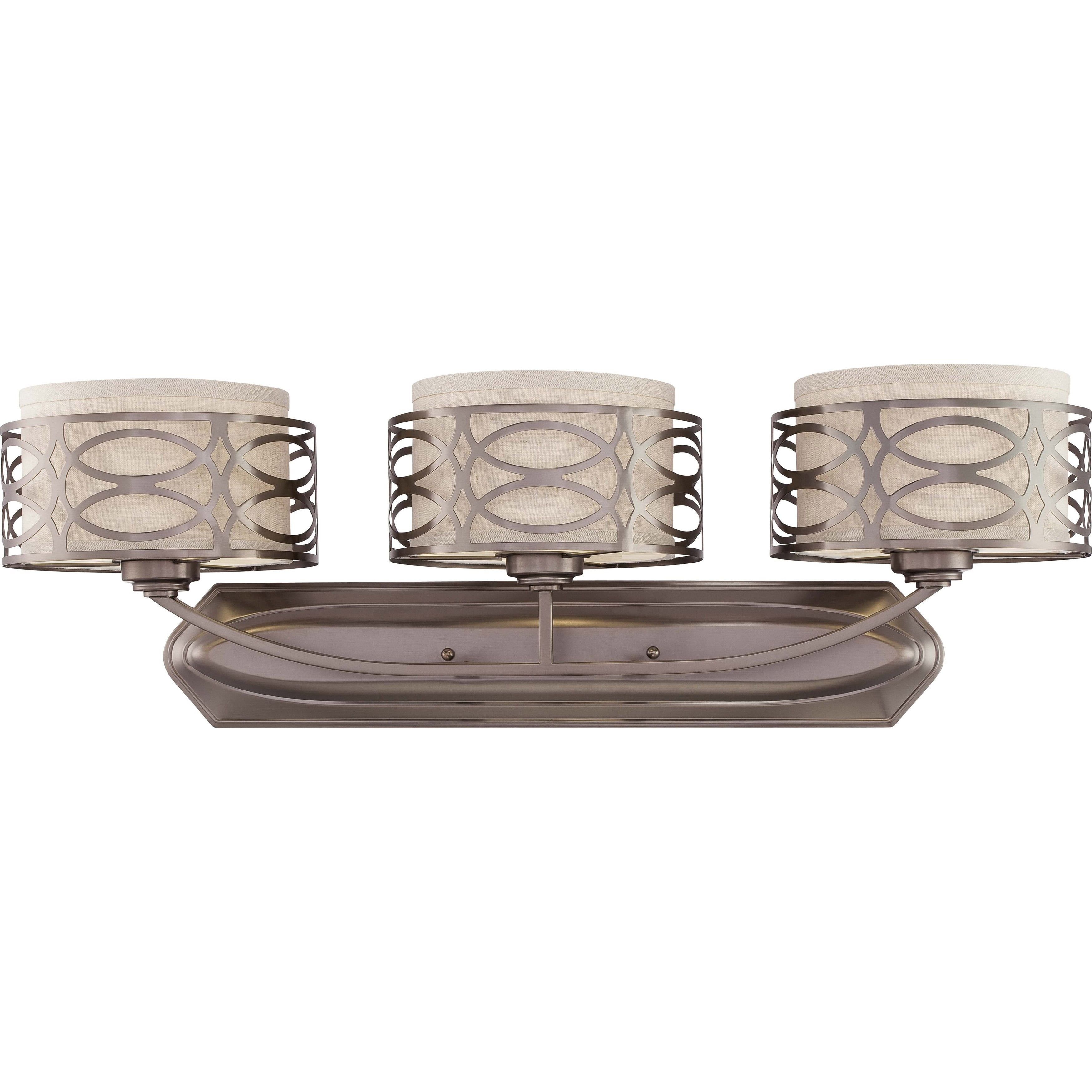 Harlow Hazel Bronze Vanity Light with Khaki Fabric Shades