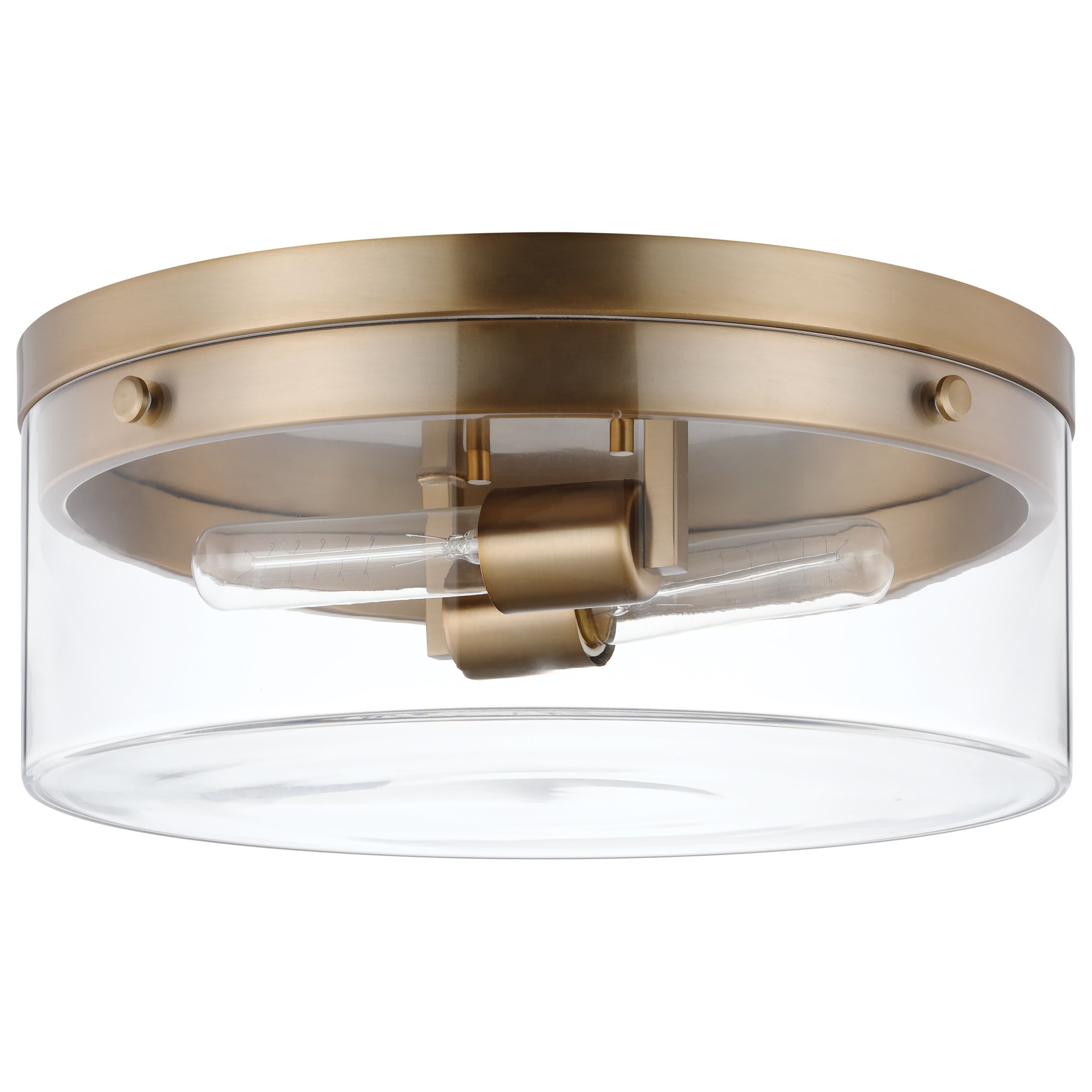 Burnished Brass 11" Glass Indoor/Outdoor Flush Mount Light