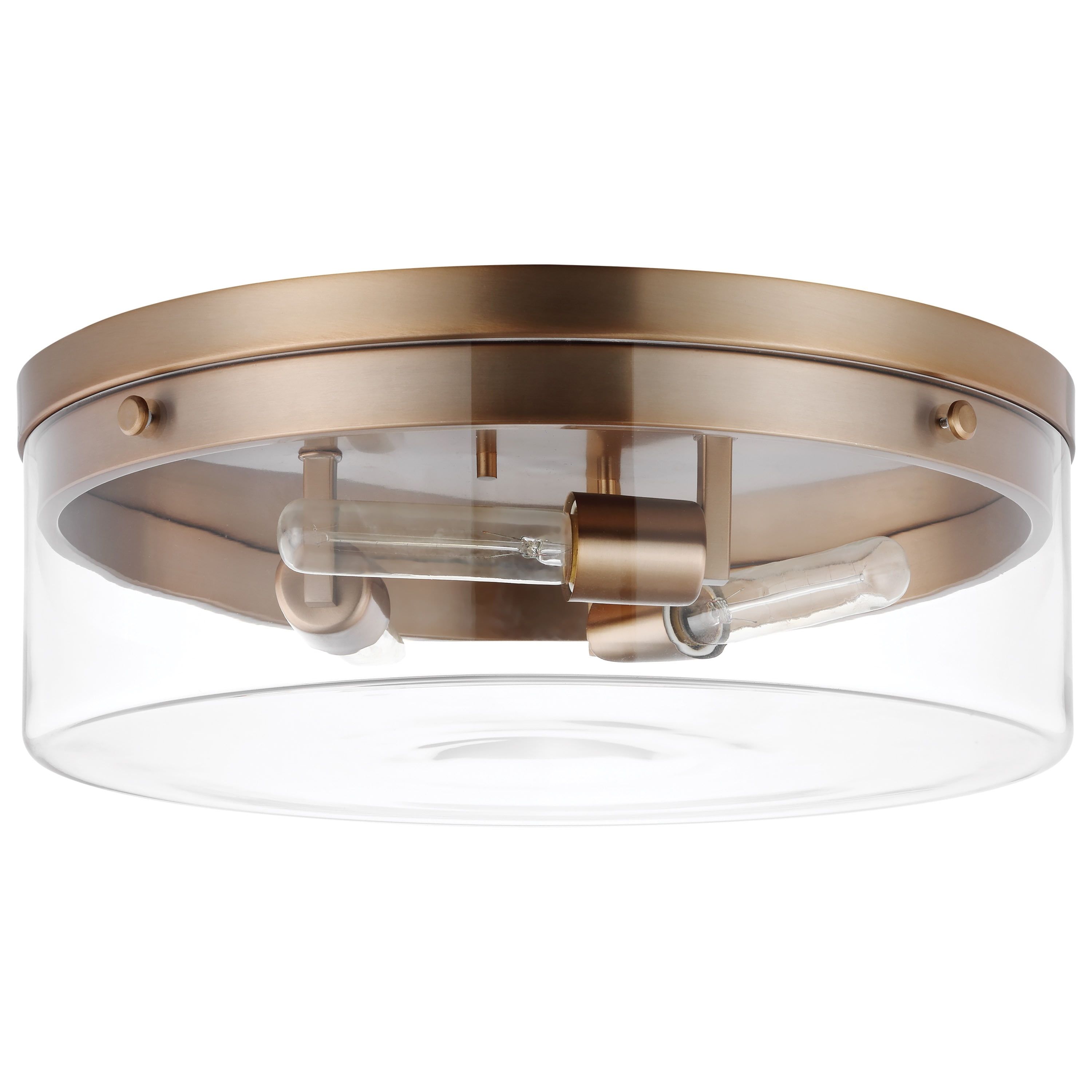 Burnished Brass 17" Clear Glass Indoor/Outdoor Flush Mount Light