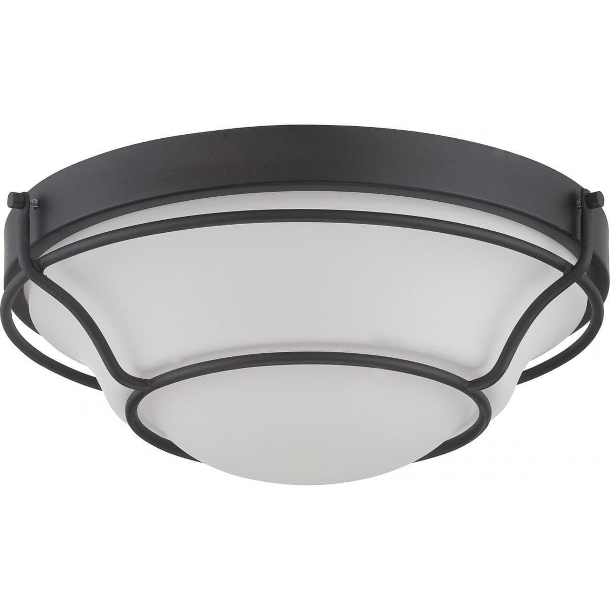 Aged Bronze Nuvo Baker 13" LED Flush Bowl Light with Satin White Glass