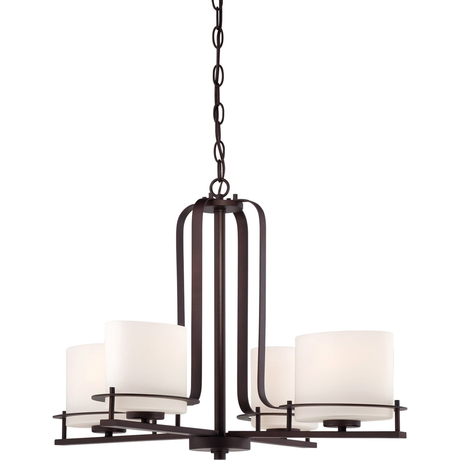 Loren Venetian Bronze 4-Light Chandelier with Etched Opal Glass