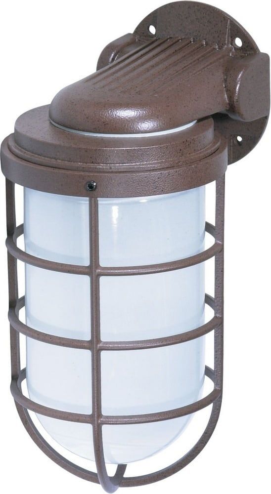 Bronze Industrial Lantern Wall Sconce with Frosted Glass