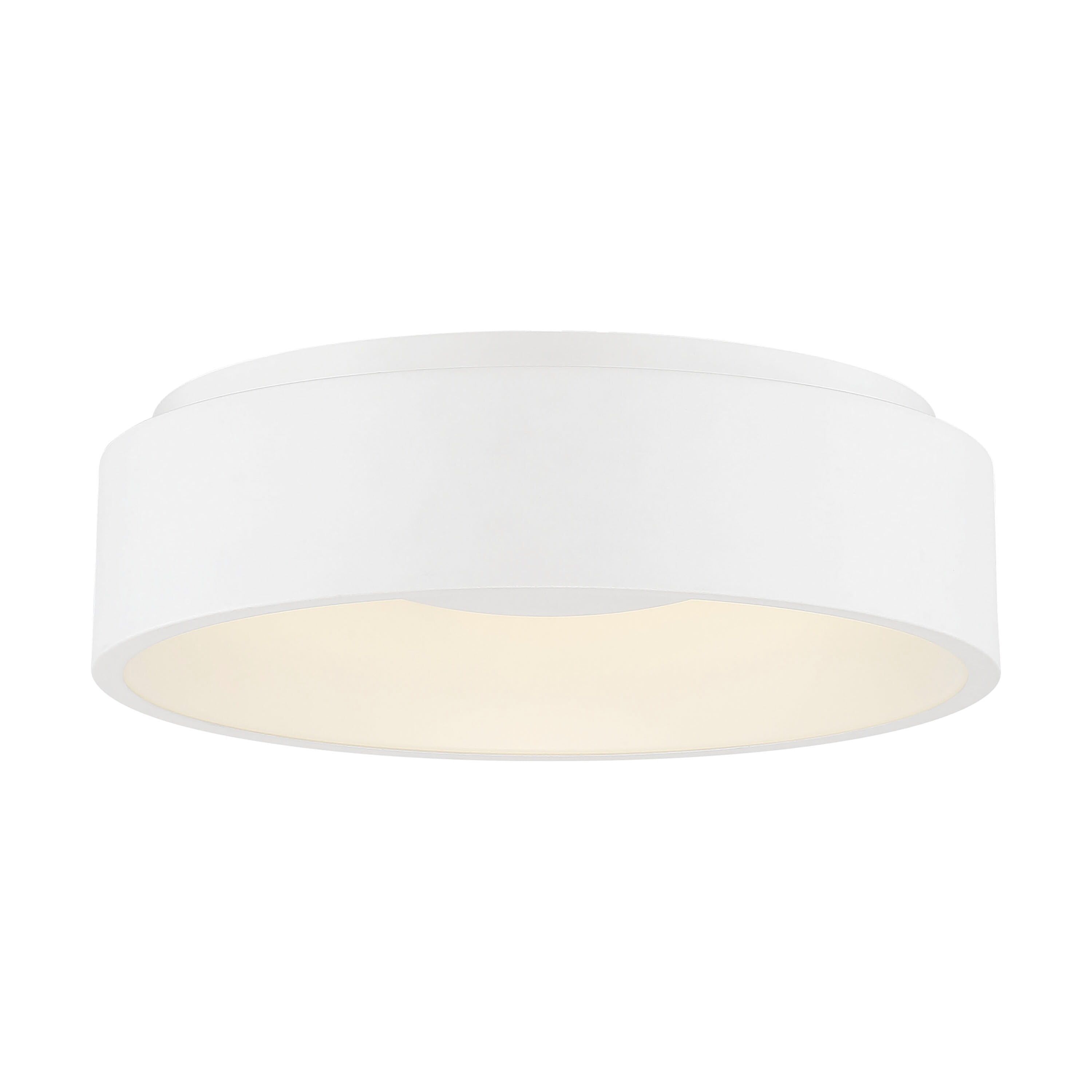 White Glass LED Drum Flush Mount Ceiling Light