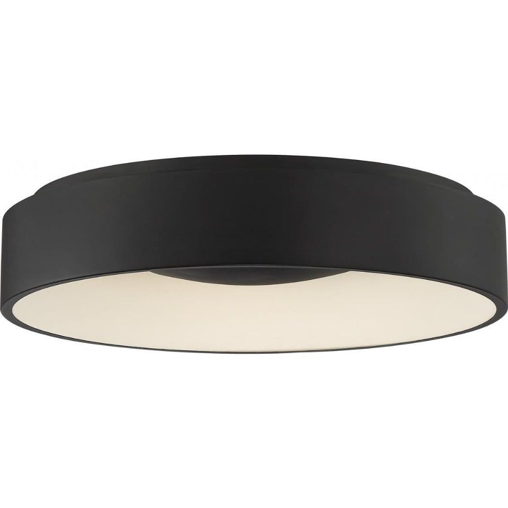 Orbit 23" Matte Black and White LED Drum Flush Mount