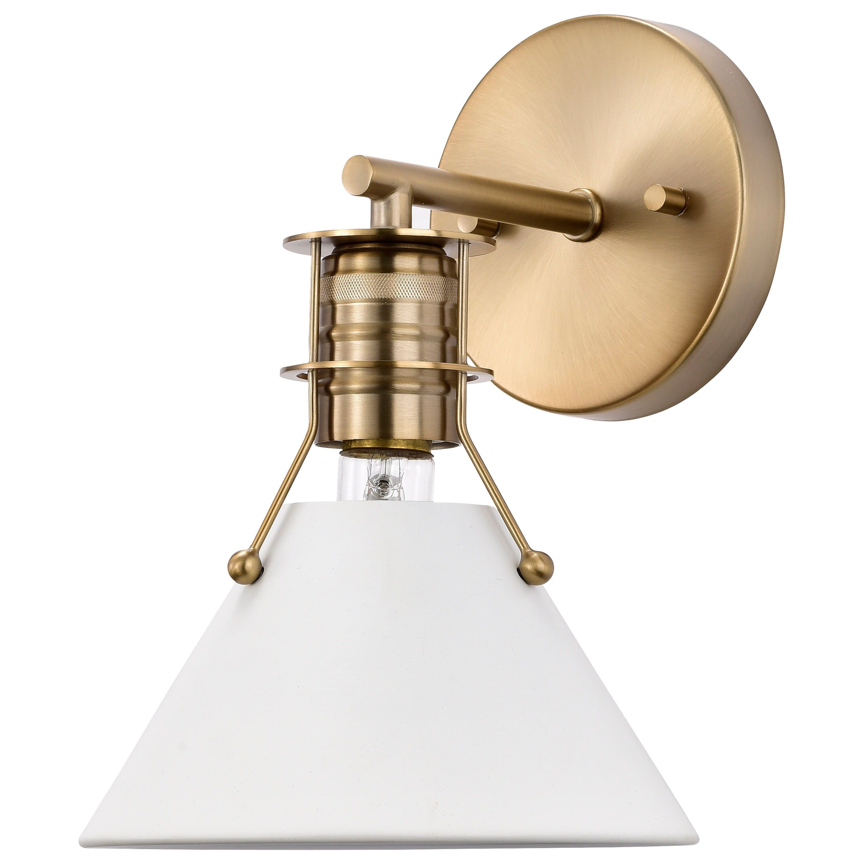 Matte White and Burnished Brass Modern Wall Sconce