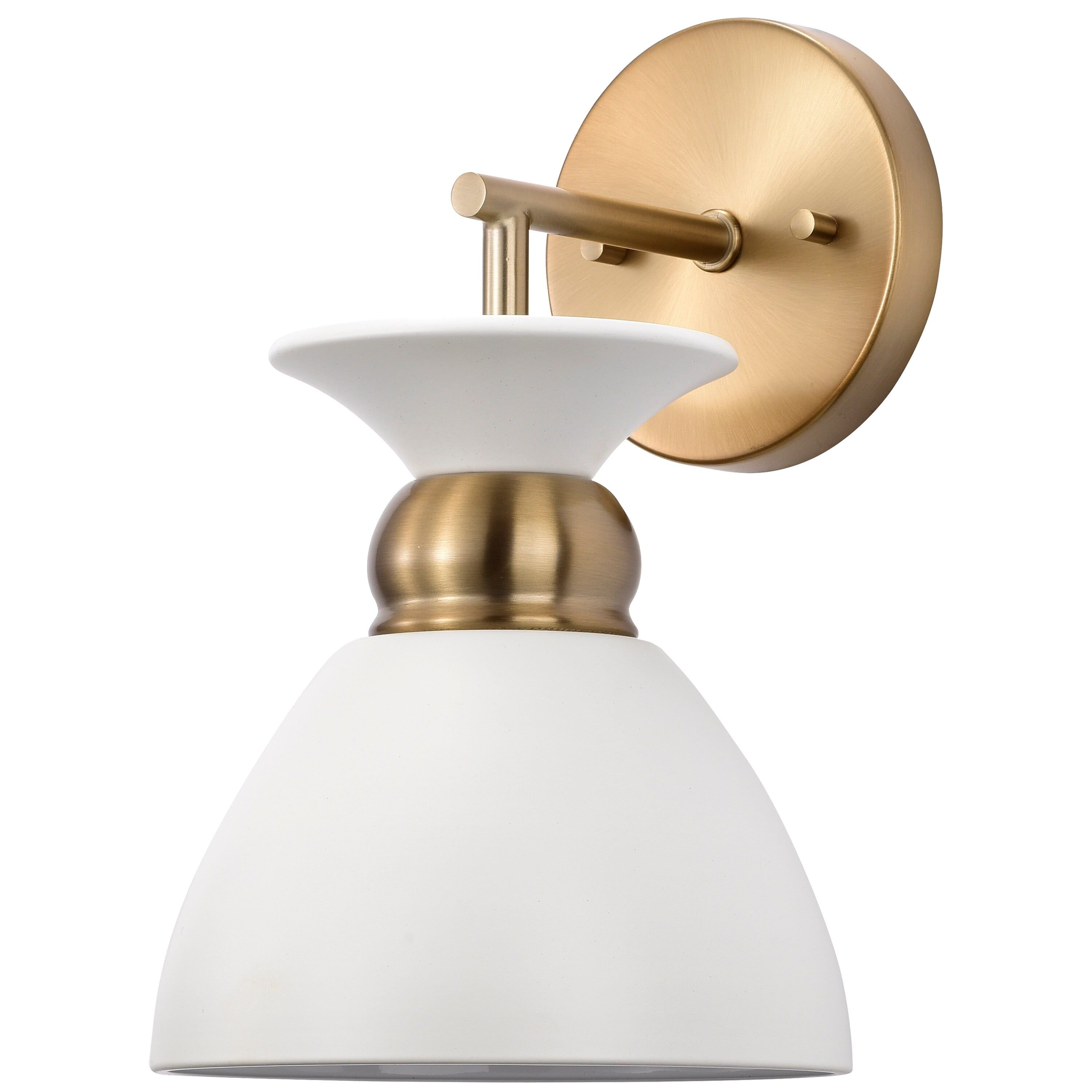 Matte White and Burnished Brass Wall Sconce