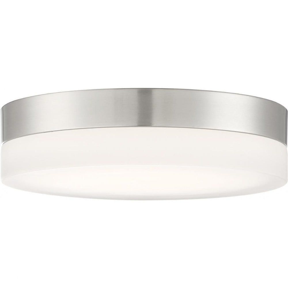 Brushed Nickel 14" LED Flush Mount Light with Etched Glass