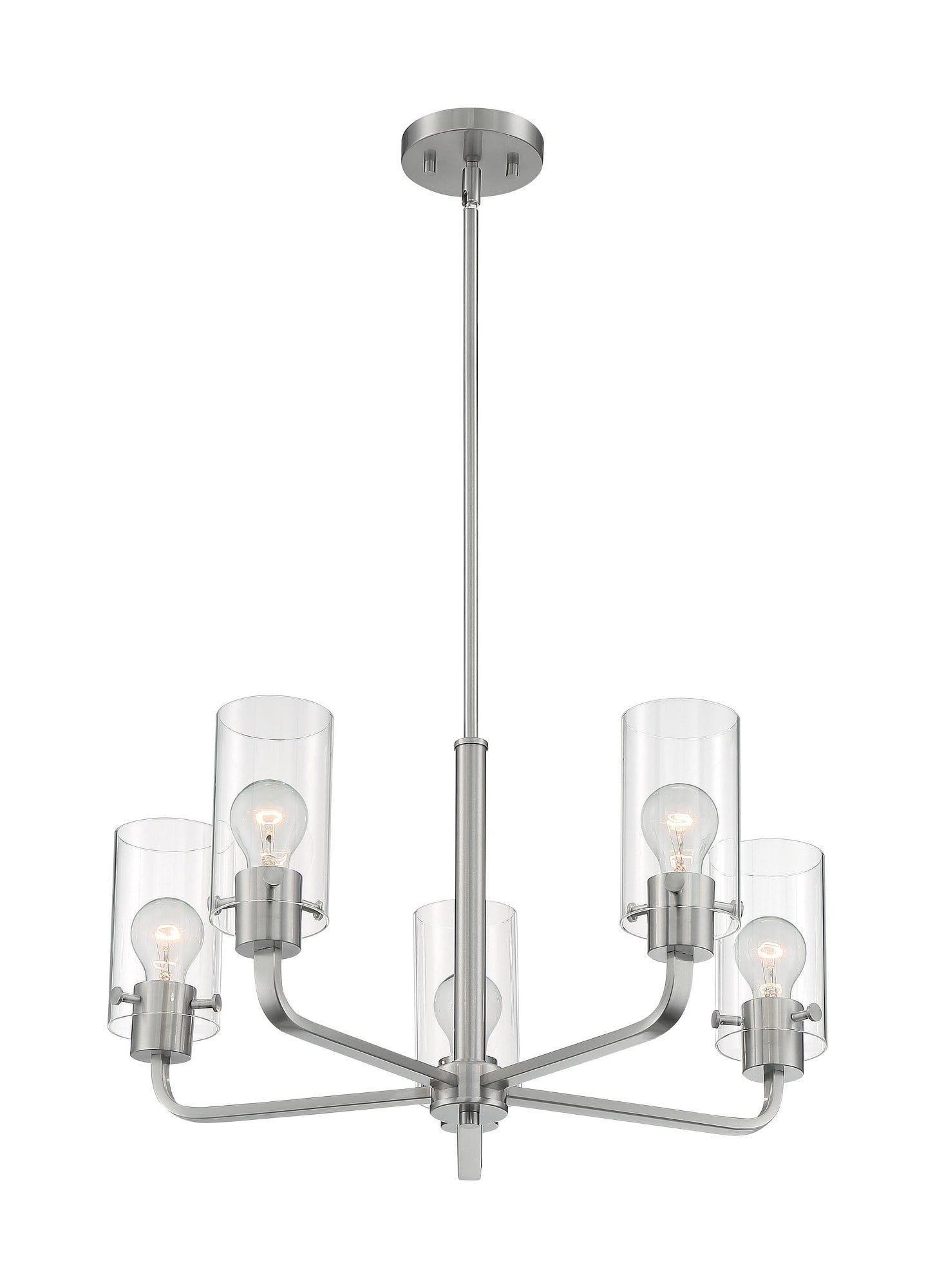 Sommerset Modern 5-Light Chandelier in Brushed Nickel with Clear Glass