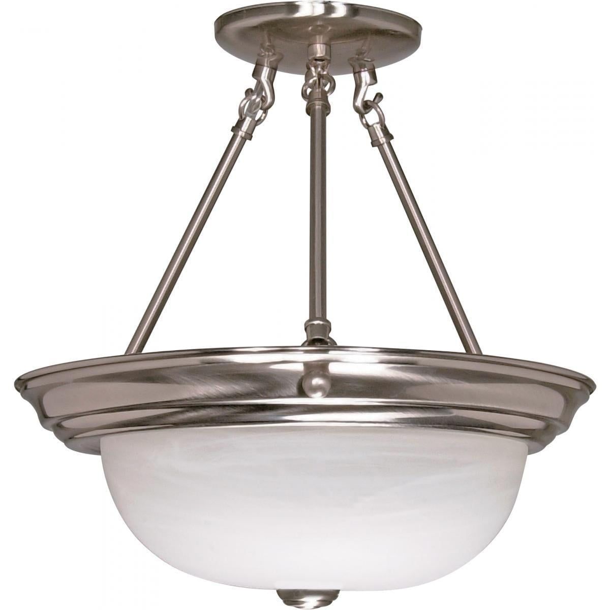 Elegant Brushed Nickel Semi-Flush Ceiling Light with Alabaster Glass Shade