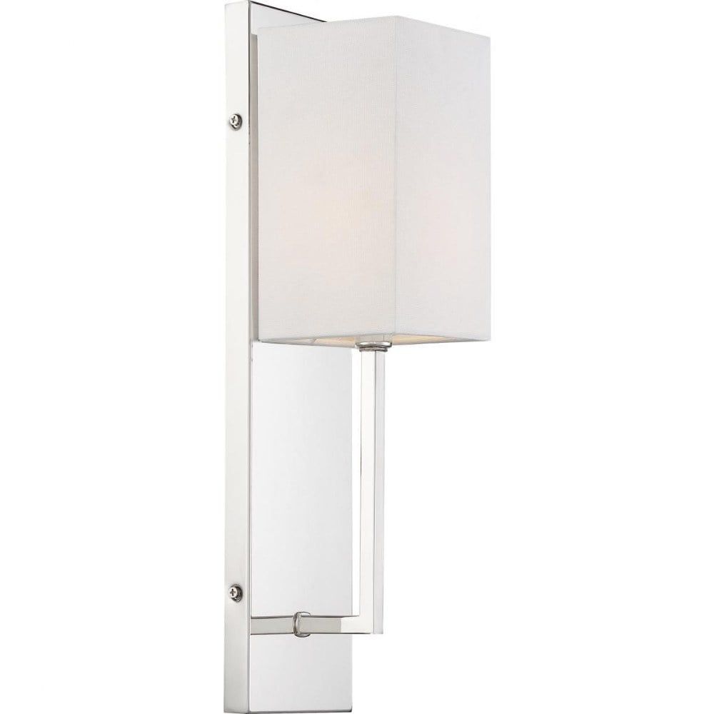 Vesey Polished Nickel 18" Wall Sconce with White Linen Shade