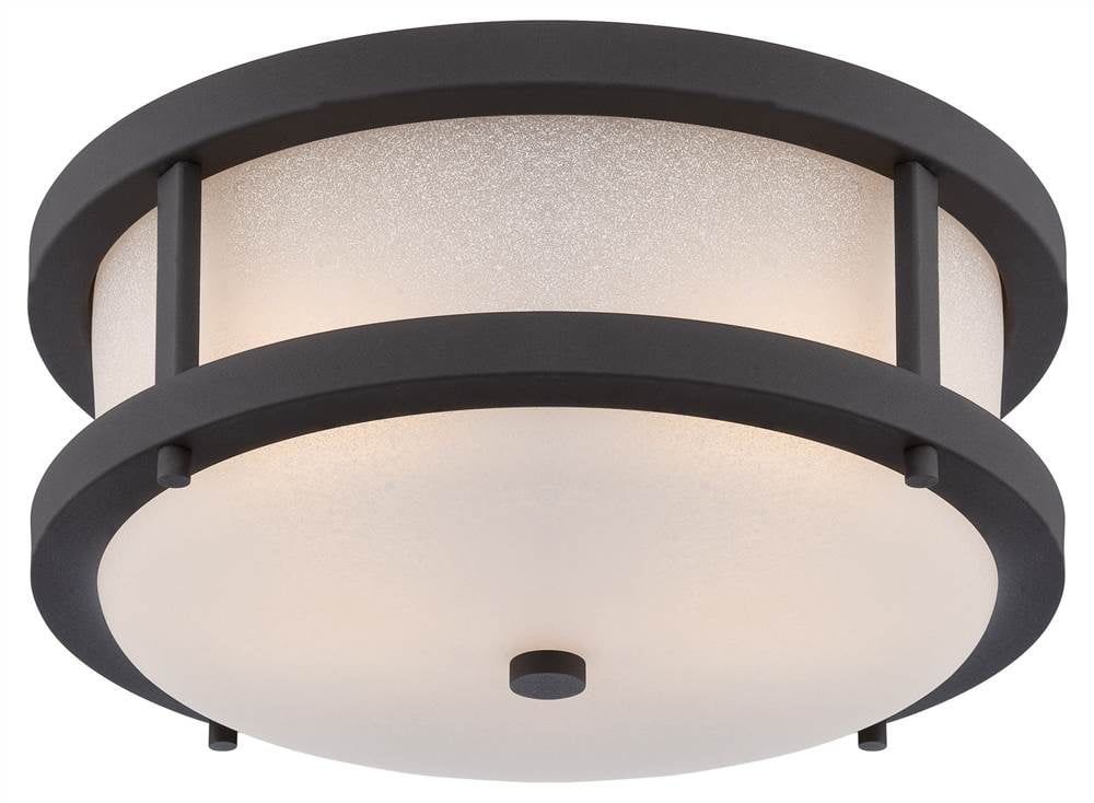 White Glass Drum LED Indoor/Outdoor Flush Mount