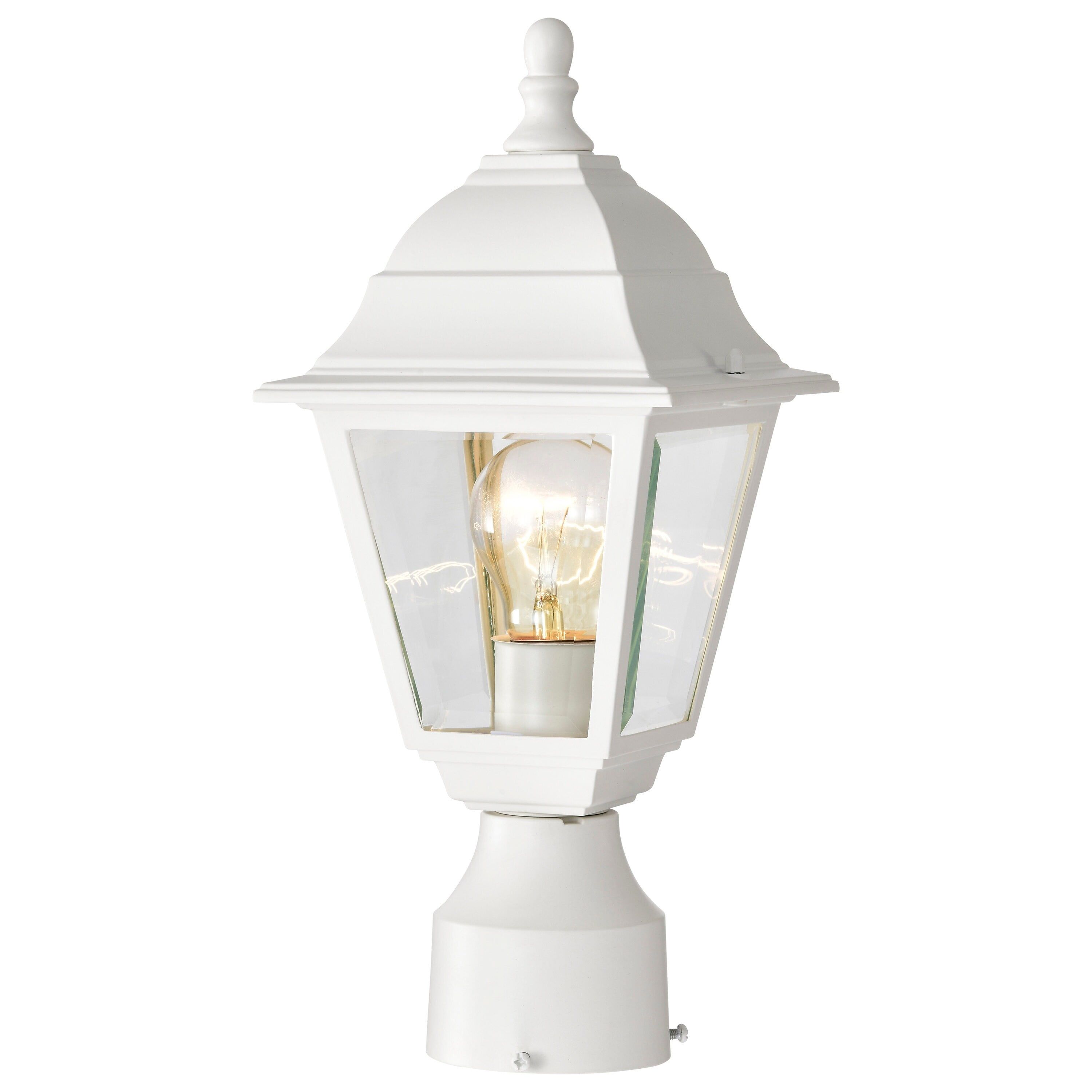 Briton Classic White Metal Outdoor Post Lantern - 14" Height