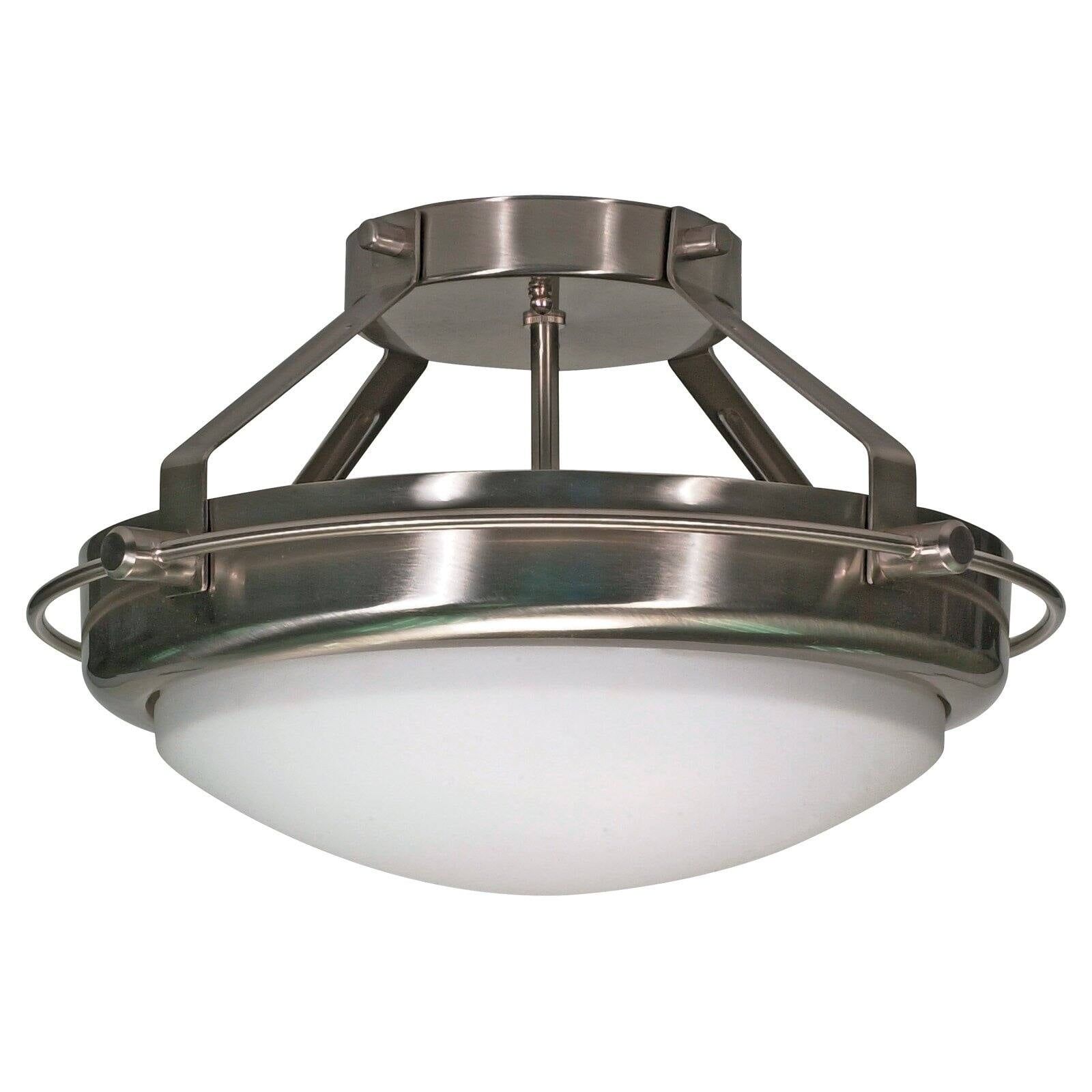 Elegant 13.75" Brushed Nickel Semi-Flush Ceiling Light with Glass Lens