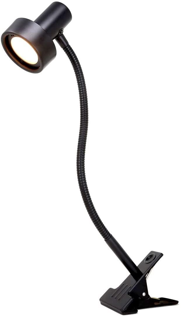 Black Adjustable Metal Clip-on Gooseneck Lamp