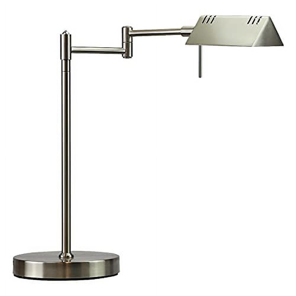 Silver Adjustable LED Pharmacy Table Lamp with Frosted Glass Shade