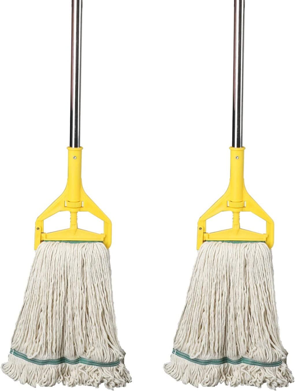 Heavy Duty Commercial Wet Mop with Stainless Steel Handle, 2-Pack