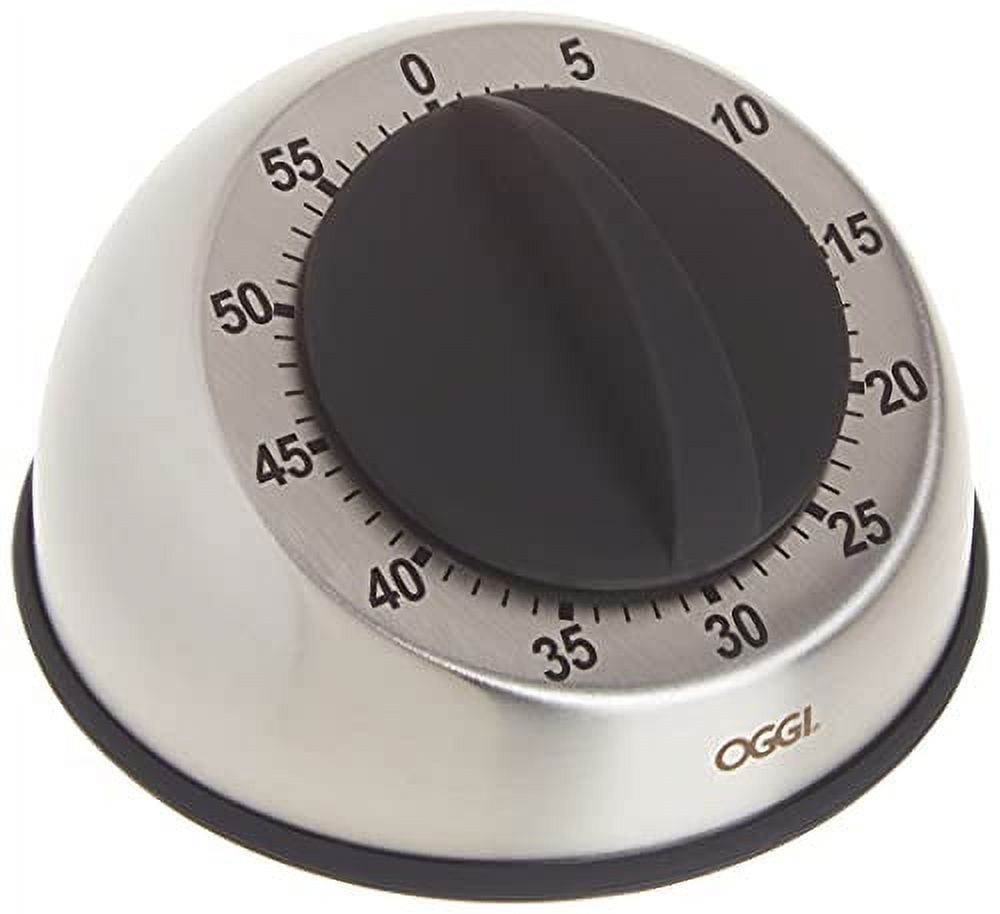 Stainless Steel 60-Minute Kitchen Timer with Black Dial