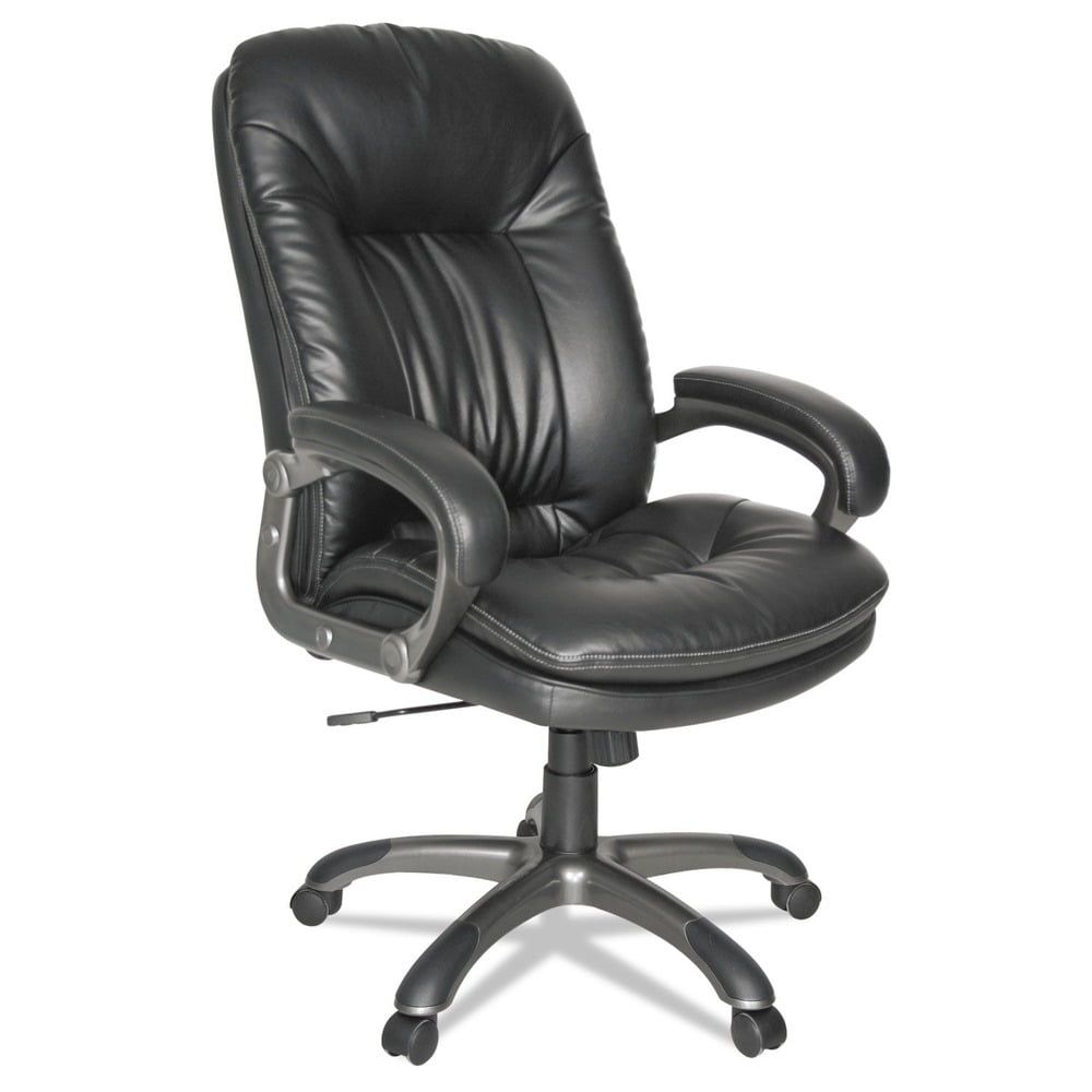 Black High-Back Leather Executive Swivel Chair with Adjustable Arms