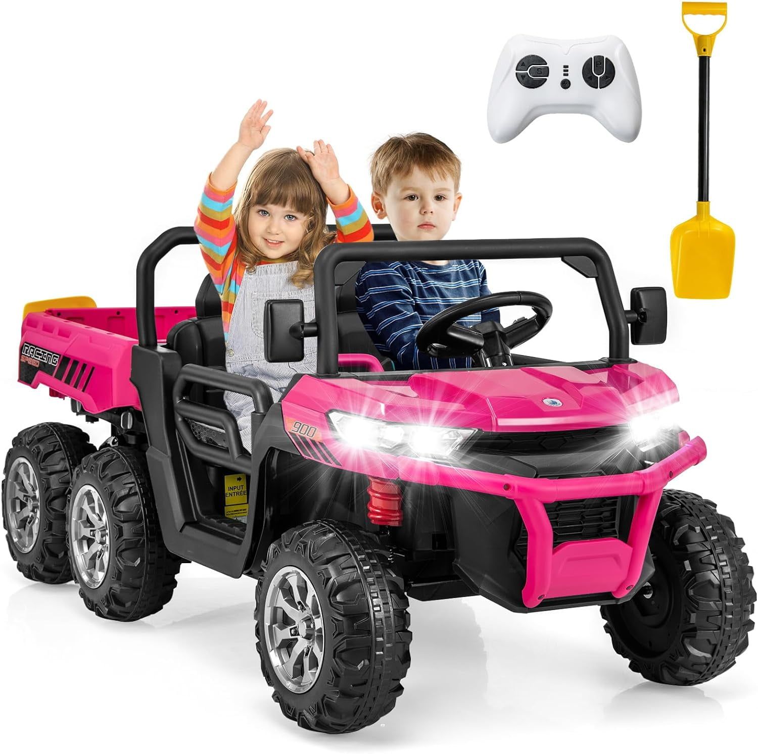 Pink 24V Kids Ride-On Truck with Remote Control and Electric Dump Bed