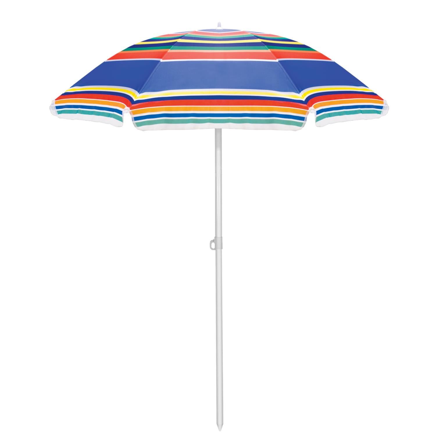 Colorful Multicolor Stripe Round Beach Umbrella with Steel Pole