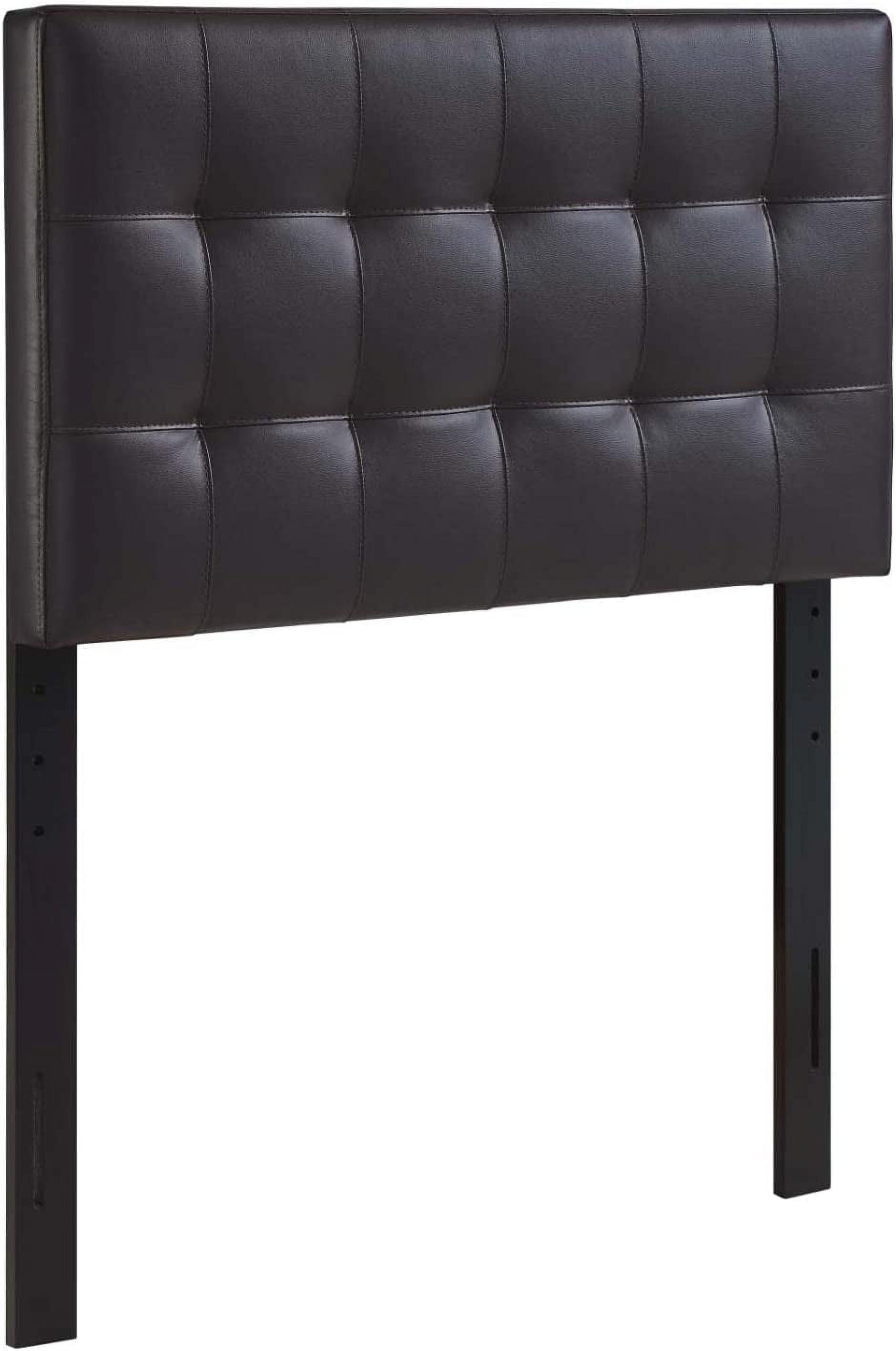 Lavish Lily Tufted Faux Leather Twin Headboard in Rich Brown