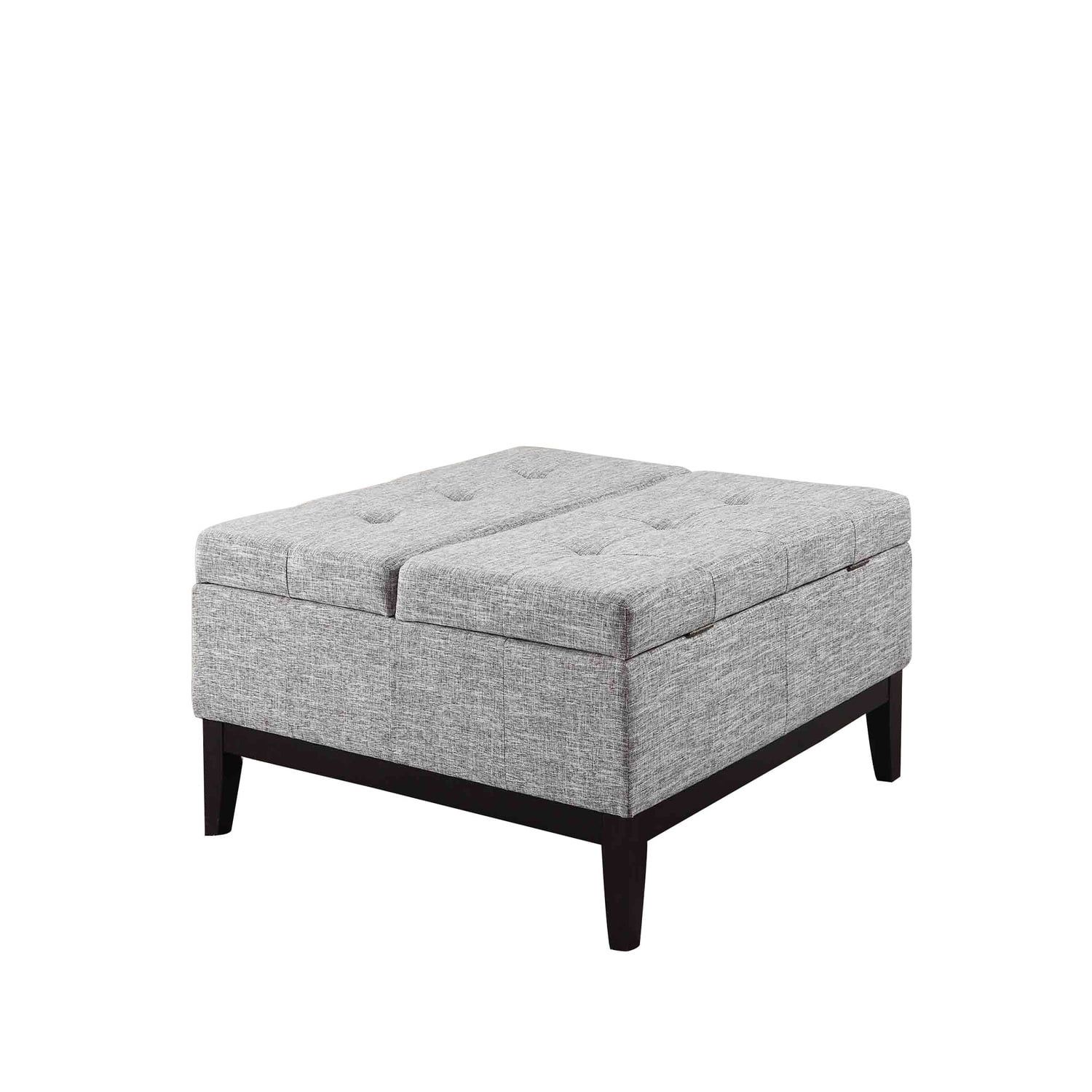 Modern Dual-Lift Gray Storage Coffee Table, 39" Square