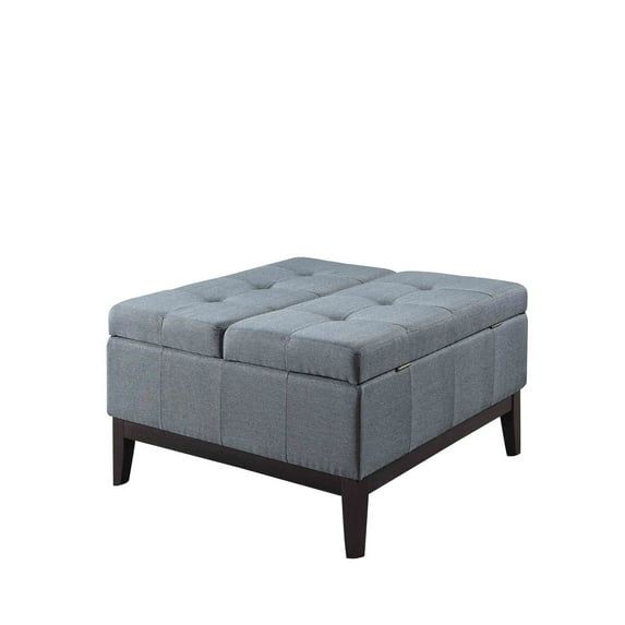 Elegant Espresso Dual Lift Storage Coffee Table in Blue-Gray