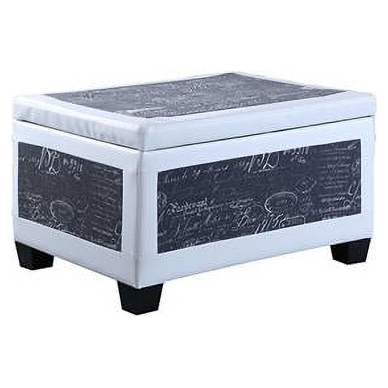 Vintage Blue and White Bonded Leather Storage Ottoman with Seating