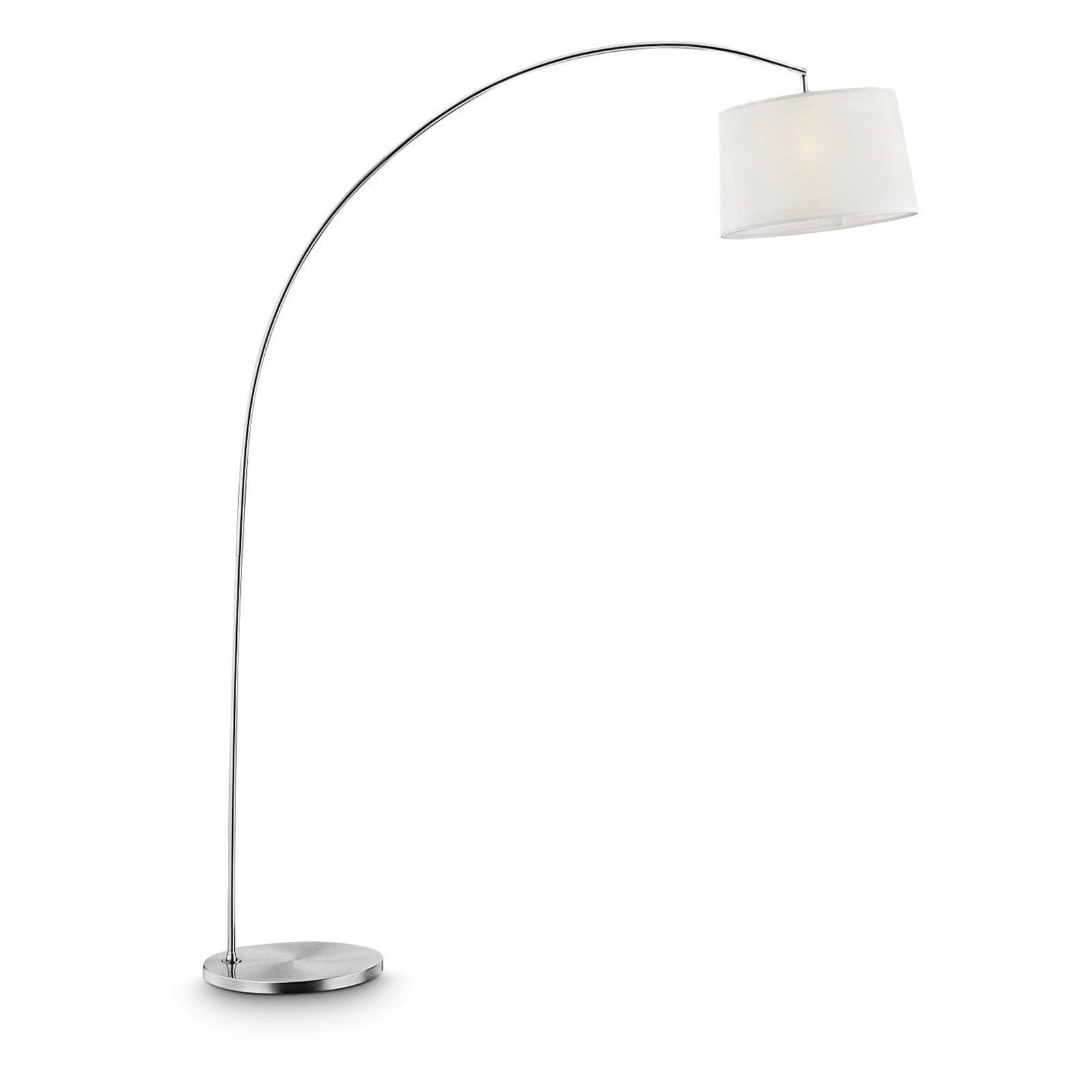 Sleek Silver Arc Adjustable Floor Lamp with White Shade