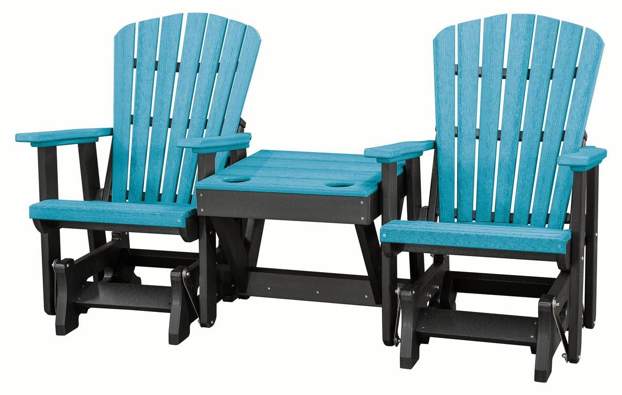 Amish-Crafted Aruba Blue & Black Double Glider with Center Table