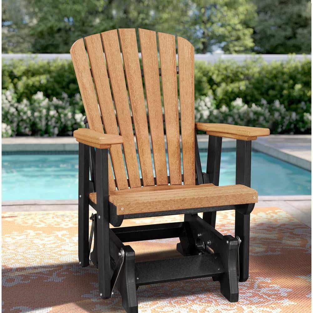 Cedar and Black Poly Resin Fan Back Glider Chair