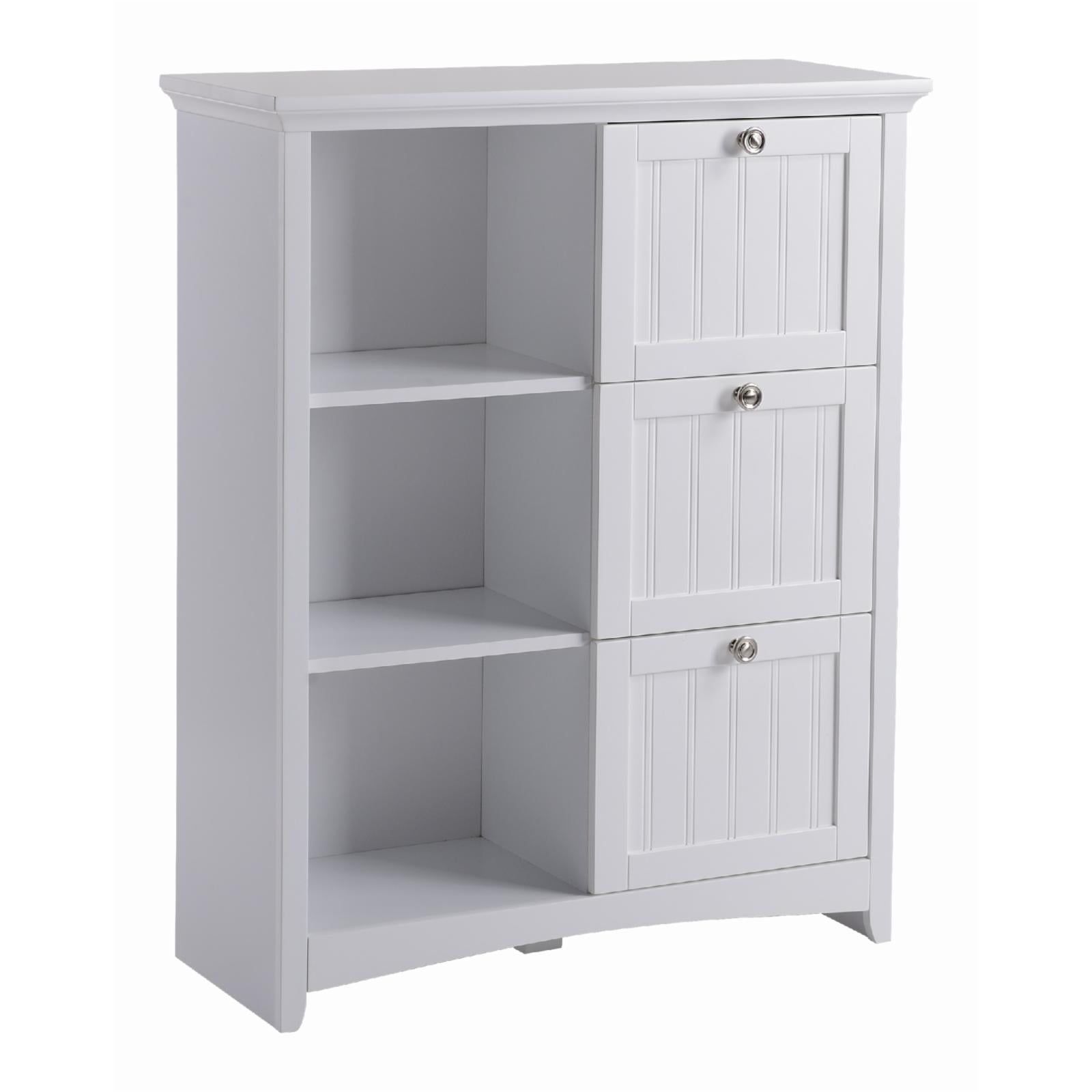 Sleek White 3-Drawer Horizontal Dresser with Brushed Nickel Pulls