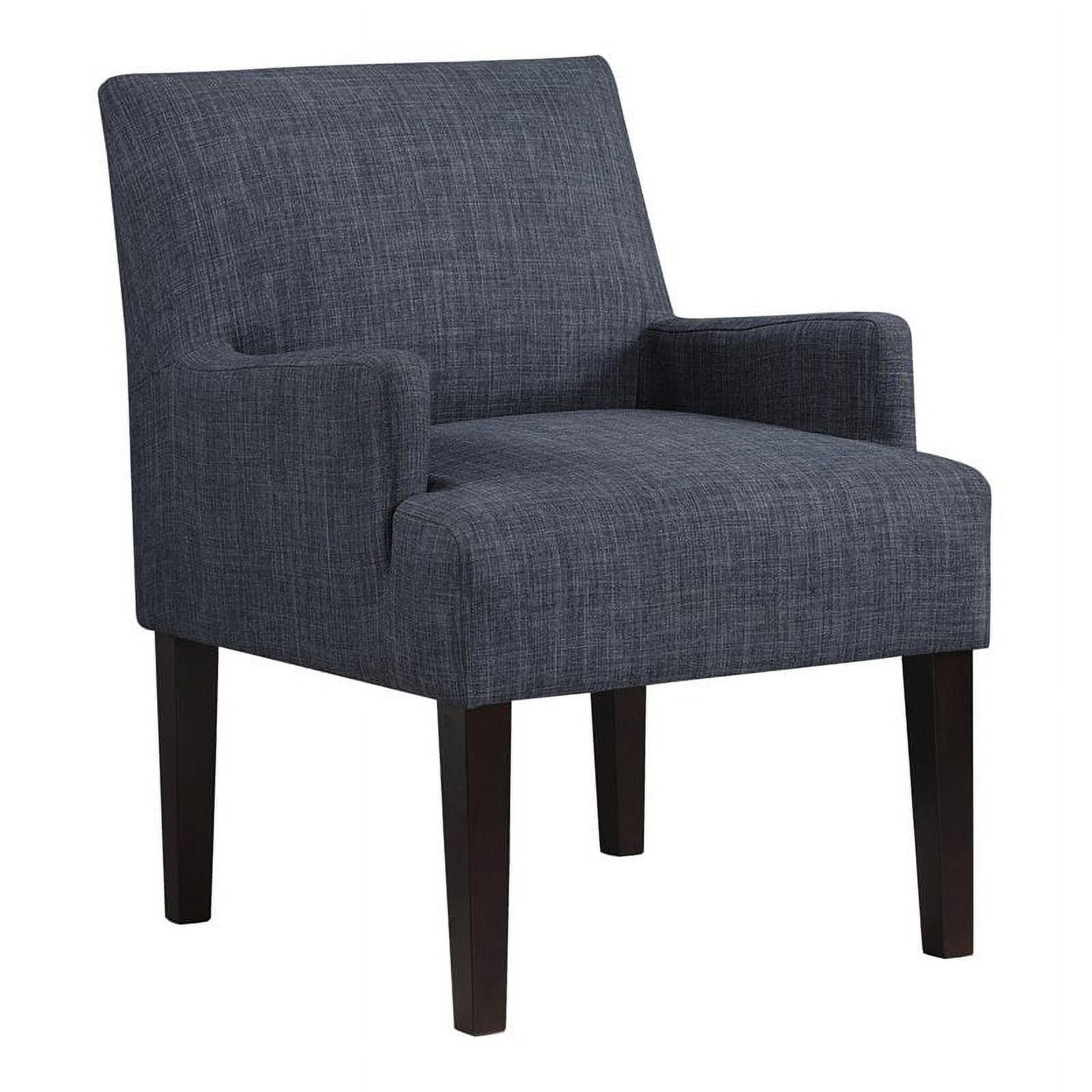 Elegant Main Street Navy Blue Fabric Armchair with Wood Legs