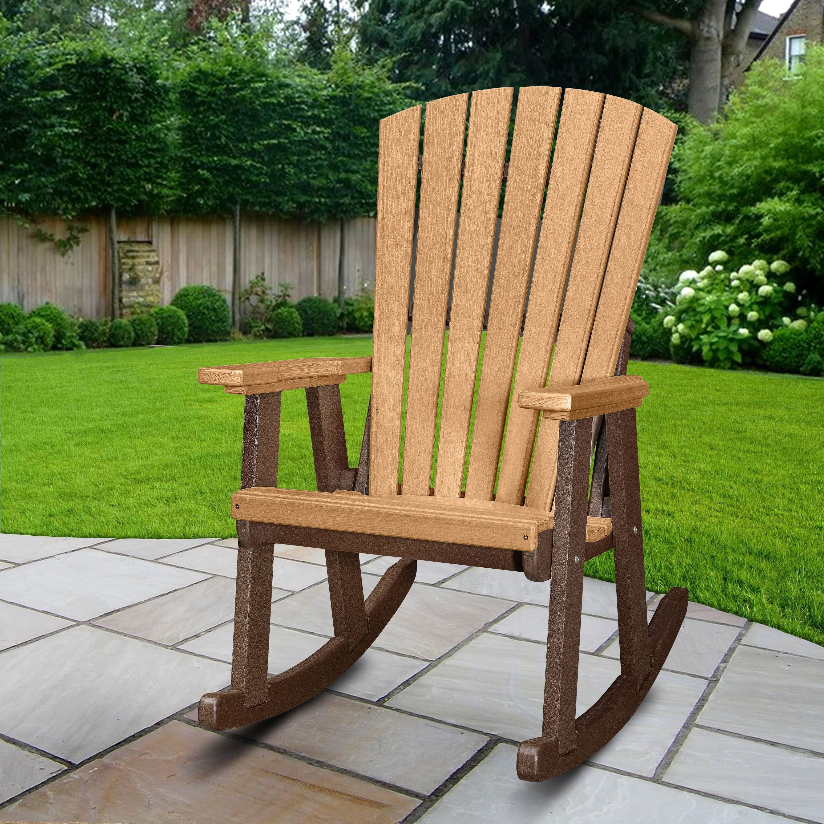 Cedar and Tudor Brown High-Back Rocking Chair with Arms