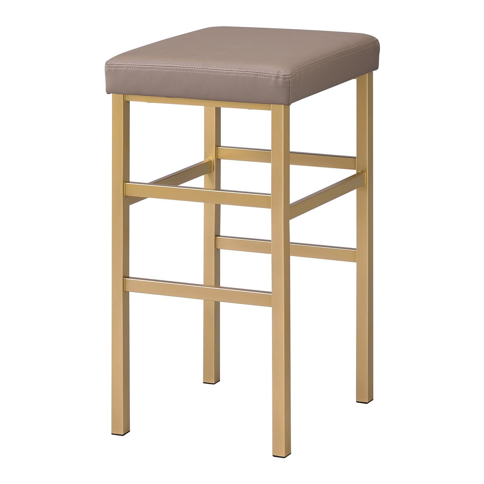 30" Gold and Camel Faux Leather Backless Bar Stool