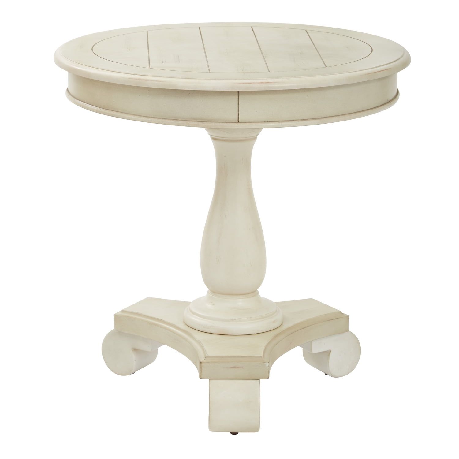 Avalon Round Antique Beige Painted Veneer Accent Table