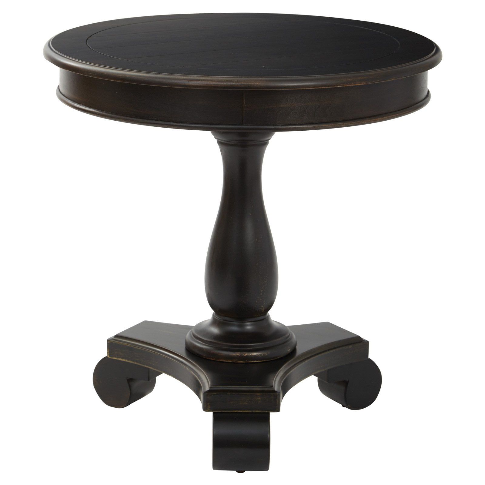 Antique Black Round Veneer Accent Table